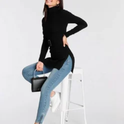 Melrose Longpullover mit Ziergürtel und Schlitzen -Melrosesan Geschaft 081a75ca 29b9 5c89 8736 bd6400f7899b