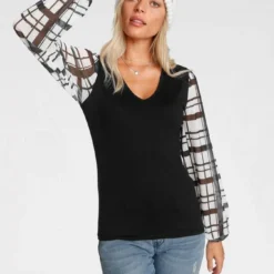 Melrose V-Shirt mit trransparenten, bedruckten Ärmeln Schwarz-weiß-gemustert, Schwarz-geblümt 17 Melrose V-Shirt mit trransparenten, bedruckten Ärmeln Schwarz-weiß-gemustert, Schwarz-geblümt -Melrosesan Geschaft 0b1e6c5b 5ab6 5d66 ae12 d941639af1c6