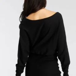 Melrose Strickkleid mit Fledermaus-Oberteil und Ziergürtel - NEUE KOLLEKTION Beere, Schwarz -Melrosesan Geschaft 0baa1a85 3168 5368 aade 4b563bcdf4d7