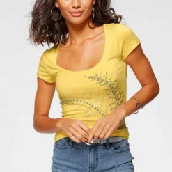 Melrose Rundhalsshirt mit Perlen und Glitzersteinen