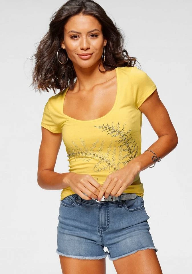 Melrose Rundhalsshirt mit Perlen und Glitzersteinen 1 Melrose Rundhalsshirt mit Perlen und Glitzersteinen