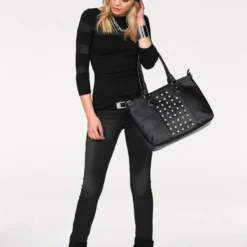 Melrose 3/4 Arm-Pullover mit transparenten Streifen Braun, Schwarz -Melrosesan Geschaft 15683538