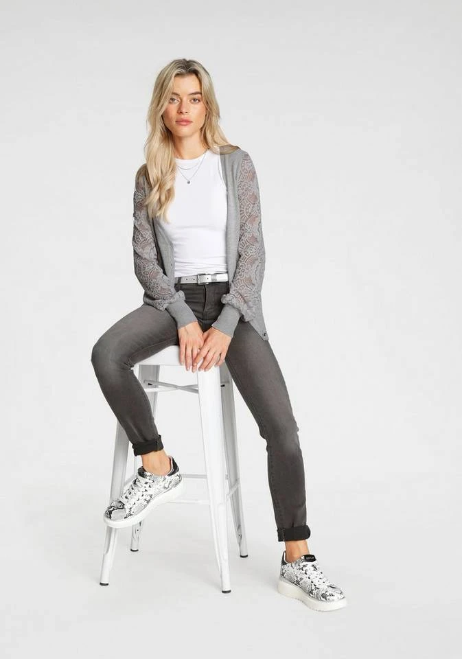 Melrose Strickjacke mit Ärmeln aus Spitze Schwarz, Hellgrau 6 Melrose Strickjacke mit Ärmeln aus Spitze Schwarz, Hellgrau – Bild 6