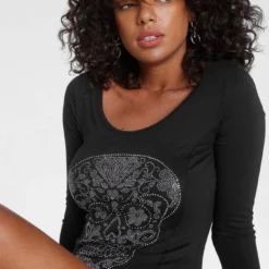 Melrose Maxikleid mit Glitzersteinen in Totenkopf-Optik -Melrosesan Geschaft 23465a32 c1ff 5916 ba52 5f6fbfb9ee1f