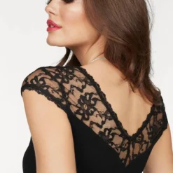 Melrose Tanktop mit Spitze Schwarz, Schwarz-gebl&uuml;mt -Melrosesan Geschaft 23915858