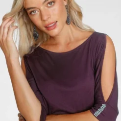 Melrose Longshirt mit Glitzersteinen