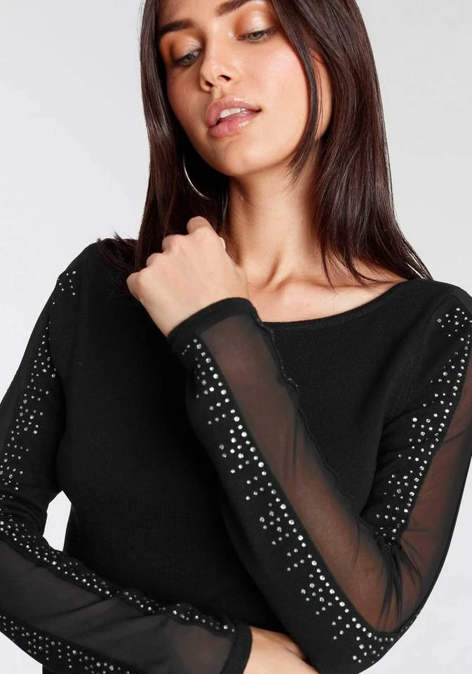 Melrose Strickpullover mit Mesheinsatz und Glitzersteinen - NEUE KOLLEKTION 3 Melrose Strickpullover mit Mesheinsatz und Glitzersteinen - NEUE KOLLEKTION – Bild 3