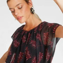 Melrose Shirtbluse mit bedrucktem Chiffon Schwarz-rot-gebl&uuml;mt, Grau-rosa-gebl&uuml;mt -Melrosesan Geschaft 27df8c73 ec35 5eea 87bc fe8f6f44bb16