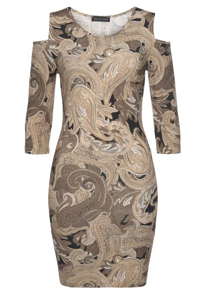 Melrose Jerseykleid mit Schulter Cut-Out - NEUE FARBEN Schwarz-beige, Schwarz-rot-gemustert 3 Melrose Jerseykleid mit Schulter Cut-Out - NEUE FARBEN Schwarz-beige, Schwarz-rot-gemustert – Bild 3