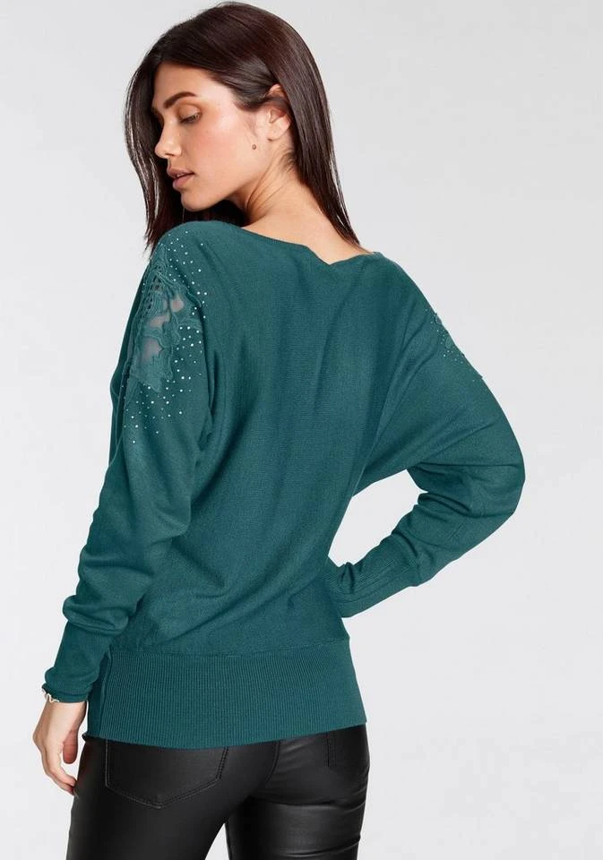 Melrose Fledermauspullover mit Blumen-Applikation und Glitzersteinen 2 Melrose Fledermauspullover mit Blumen-Applikation und Glitzersteinen – Bild 2