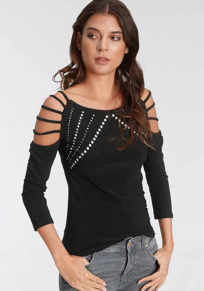 Melrose Rundhalsshirt mit Schlitzen und Ziernieten - NEUE KOLLEKTION 1 Melrose Rundhalsshirt mit Schlitzen und Ziernieten - NEUE KOLLEKTION