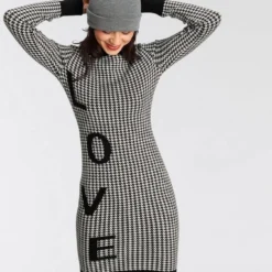 Melrose Strickkleid »Hahnentritt« aus kuscheligem Jacquard - NEUE KOLLEKTION