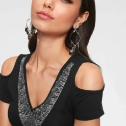 Melrose V-Shirt mit zweifarbigen Glitzersteinen -Melrosesan Geschaft 33097488