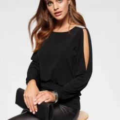 Melrose Langarmshirt mit Strassdetail Schwarz, Schwarz-weiß-rosé, Dunkelrot 16 Melrose Langarmshirt mit Strassdetail Schwarz, Schwarz-weiß-rosé, Dunkelrot -Melrosesan Geschaft 33883087