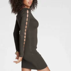 Melrose Strickkleid mit Ärmel Cut-Outs Rosa, Khaki