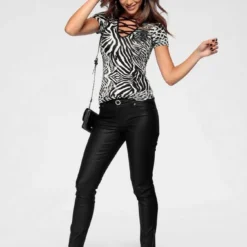 Melrose Lederimitathose mit Reißverschlüssen am Saum -Melrosesan Geschaft 34868773