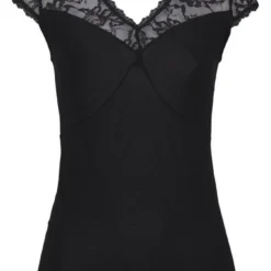 Melrose Tanktop mit Spitze Schwarz, Schwarz-gebl&uuml;mt -Melrosesan Geschaft 35885786