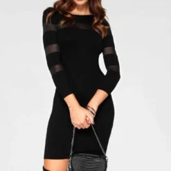 Melrose Strickkleid mit transparenten Streifen