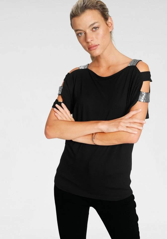 Melrose Fledermausshirt mit Pailletten 1 Melrose Fledermausshirt mit Pailletten