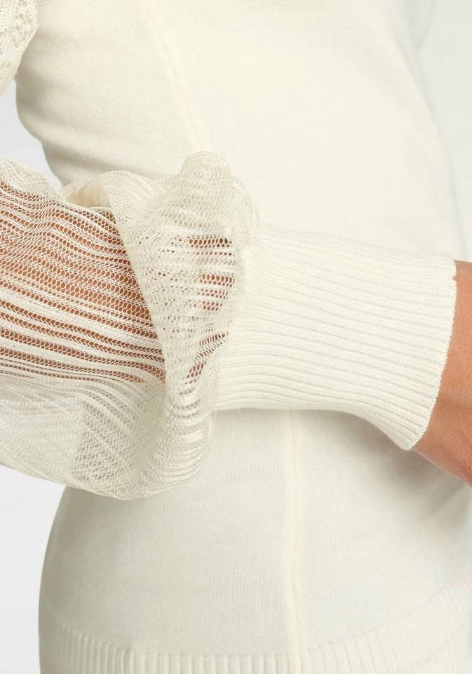 Melrose V-Ausschnitt-Pullover mit Ärmeln aus Spitze Schwarz, Wollweiß 5 Melrose V-Ausschnitt-Pullover mit Ärmeln aus Spitze Schwarz, Wollweiß – Bild 5