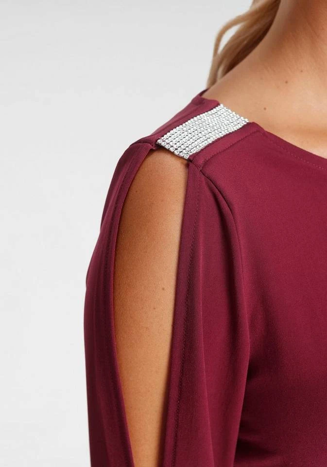 Melrose Langarmshirt mit Strassdetail Schwarz, Schwarz-weiß-rosé, Dunkelrot 4 Melrose Langarmshirt mit Strassdetail Schwarz, Schwarz-weiß-rosé, Dunkelrot – Bild 4