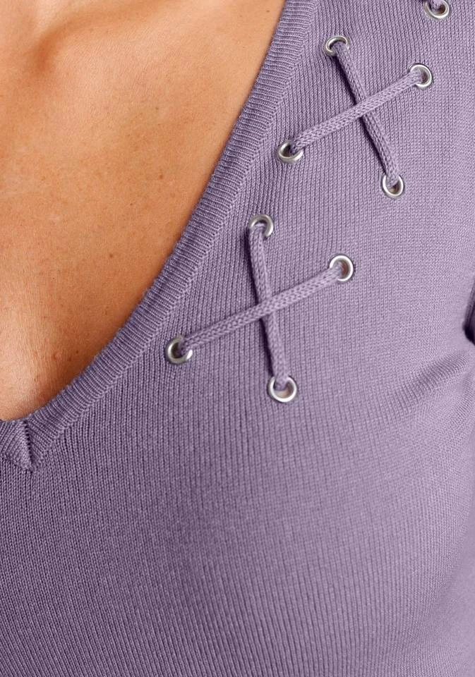 Melrose V-Ausschnitt-Pullover mit Zier-Schnürung 4 Melrose V-Ausschnitt-Pullover mit Zier-Schnürung – Bild 4