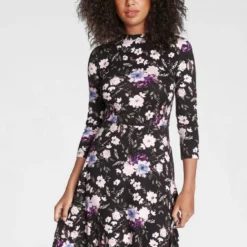 Melrosesan Geschaft 3 Melrose Jerseykleid mit verschiedenen Dessins Schwarz-geblümt, Rot-kariert