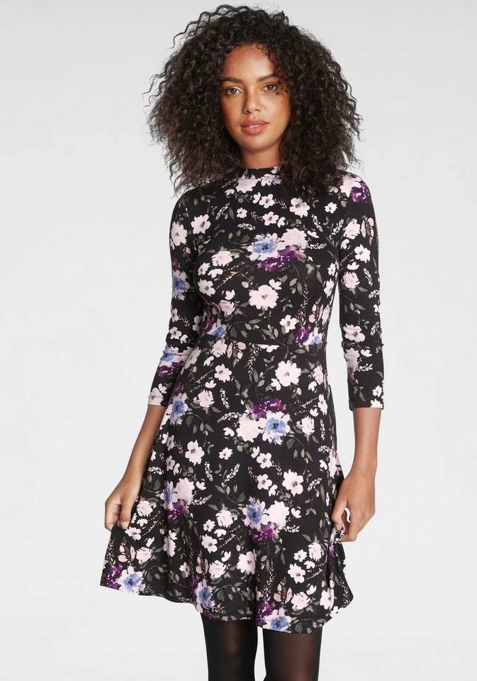 Melrose Jerseykleid mit verschiedenen Dessins Schwarz-geblümt, Rot-kariert 1 Melrose Jerseykleid mit verschiedenen Dessins Schwarz-geblümt, Rot-kariert