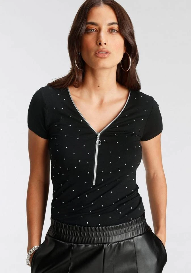 Melrose V-Shirt mit Reißverschluss-Detail und Glitzersteinen - NEUE KOLLEKTION 3 Melrose V-Shirt mit Reißverschluss-Detail und Glitzersteinen - NEUE KOLLEKTION – Bild 3