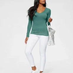 Melrose V-Ausschnitt-Pullover mit Strassdeko Hellgr&uuml;n, Schwarz, Apricot -Melrosesan Geschaft 4e34bc63 cce1 5d48 9e41 9e58ee69f692