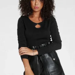 Melrose Rundhalspullover mit Zierperlen Lindgr&uuml;n, Schwarz -Melrosesan Geschaft 5bace40a 2b57 5e43 b9cb 9685e295464e