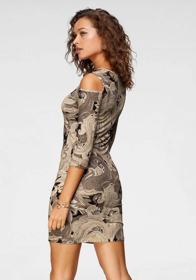 Melrose Jerseykleid mit Schulter Cut-Out - NEUE FARBEN Schwarz-beige, Schwarz-rot-gemustert 2 Melrose Jerseykleid mit Schulter Cut-Out - NEUE FARBEN Schwarz-beige, Schwarz-rot-gemustert – Bild 2