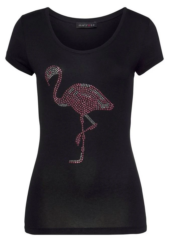 Melrose Rundhalsshirt mit Flamingo aus Glitzersteinen 5 Melrose Rundhalsshirt mit Flamingo aus Glitzersteinen – Bild 5