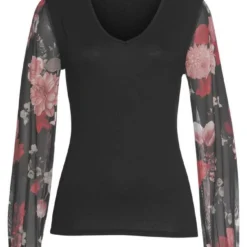 Melrose V-Shirt mit trransparenten, bedruckten Ärmeln Schwarz-weiß-gemustert, Schwarz-geblümt 14 Melrose V-Shirt mit trransparenten, bedruckten Ärmeln Schwarz-weiß-gemustert, Schwarz-geblümt -Melrosesan Geschaft 67a77dbb e0d2 5f0d 8abc 637141c0ecdb