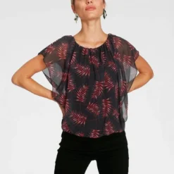 Melrose Shirtbluse mit bedrucktem Chiffon Schwarz-rot-gebl&uuml;mt, Grau-rosa-gebl&uuml;mt -Melrosesan Geschaft 6a2bbe3a 44d6 5def 8a5e e435eddf72d8