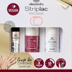 Melrosesan Geschaft 32 alessandro international UV-Nagellack »STRIPLAC PEEL OR SOAK ICEGOLD CRUSH ON CHROME«, 3-tlg.