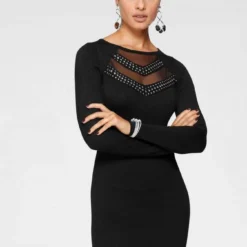 Melrose Strickkleid mit Glitzersteinen und Mesh-Detail