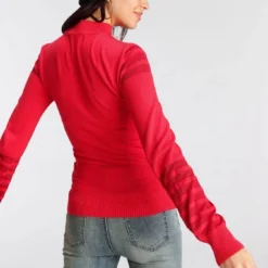 Melrose Stehkragenpullover mit transparenten Streifen und Ballonärmeln - NEUE KOLLEKTION Rot, Schwarz -Melrosesan Geschaft 734b0265 dfd1 5e7e 9a23 8f0834204629