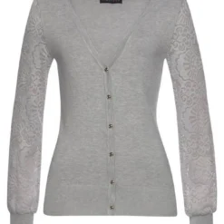 Melrose Strickjacke mit Ärmeln aus Spitze Schwarz, Hellgrau 15 Melrose Strickjacke mit Ärmeln aus Spitze Schwarz, Hellgrau -Melrosesan Geschaft 76ebd08c efb3 5006 b25a 69e81949a619