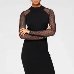 Melrose Strickkleid mit Meshärmeln in Sternen-Optik