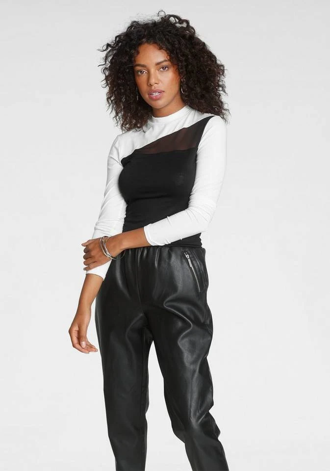 Melrose Stehkragenshirt mit Mesh-Einsatz 1 Melrose Stehkragenshirt mit Mesh-Einsatz