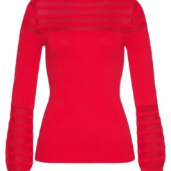 Melrose Stehkragenpullover mit transparenten Streifen und Ballonärmeln - NEUE KOLLEKTION Rot, Schwarz -Melrosesan Geschaft 7e6c5da6 e795 5bf4 9f10 4bc76433563d