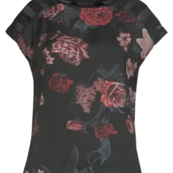 Melrose Shirtbluse mit Glanzgarn und Mesh Schwarz-grau-gemustert, Schwarz-rot-gebl&uuml;mt -Melrosesan Geschaft 82b97d05 65cc 5588 b3ec 4d1f9edd5118