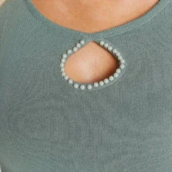 Melrose Rundhalspullover mit Zierperlen Lindgr&uuml;n, Schwarz -Melrosesan Geschaft 88bc0e47 42c9 5ee6 938f 55b758ff66fb