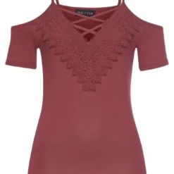 Melrose T-Shirt mit Spitze und Schnürung Braun, Schwarz -Melrosesan Geschaft 8aa491a0 dcba 5308 b615 5aa2ecbbc8f2