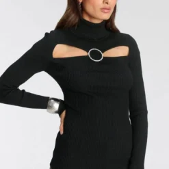 Melrose Rollkragenpullover mit Zierschnalle und Cut-Outs - NEUE KOLLEKTION