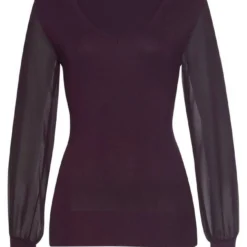 Melrose V-Ausschnitt-Pullover mit transparenten Chiffon-Ärmeln Rot, Dunkellila, Schwarz, Rosa 13 Melrose V-Ausschnitt-Pullover mit transparenten Chiffon-Ärmeln Rot, Dunkellila, Schwarz, Rosa -Melrosesan Geschaft 8ea0a038 7511 5a2e 9400 e4b1911d139c