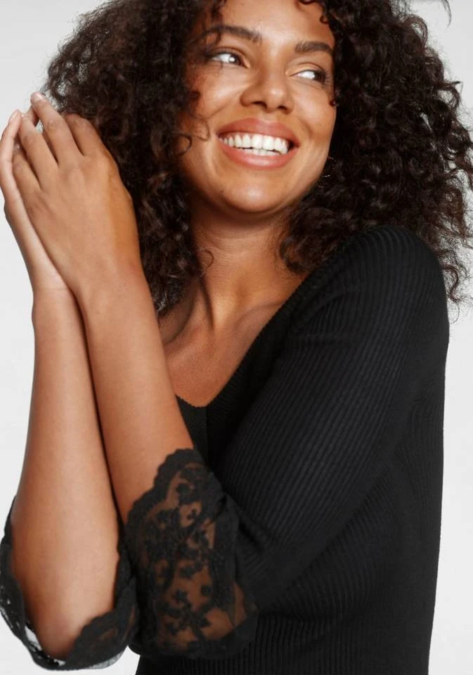 Melrose Strickkleid mit Volant aus Spitze 3 Melrose Strickkleid mit Volant aus Spitze – Bild 3