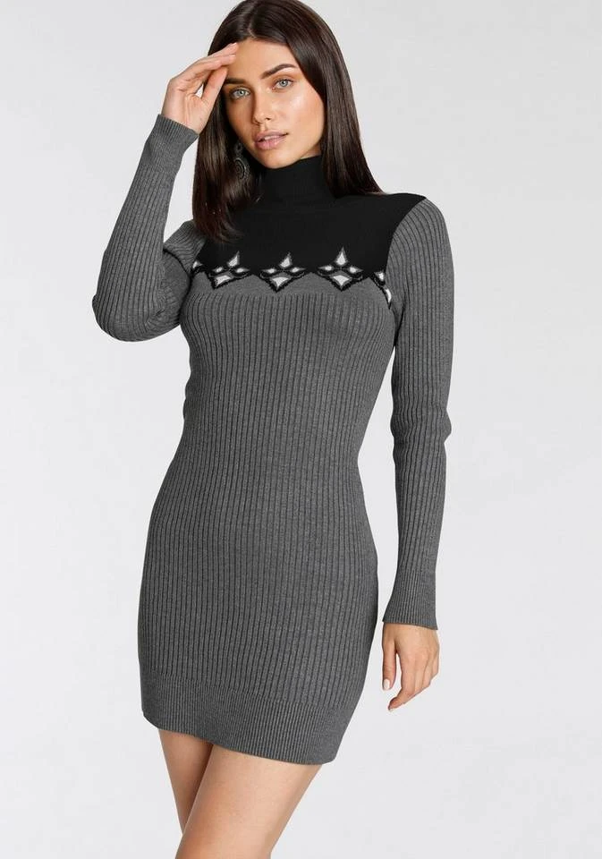 Melrose Strickkleid mit Norweger-Muster Dunkelgrau-schwarz, Schwarz-grau, Camelfarben-braun 7 Melrose Strickkleid mit Norweger-Muster Dunkelgrau-schwarz, Schwarz-grau, Camelfarben-braun – Bild 7