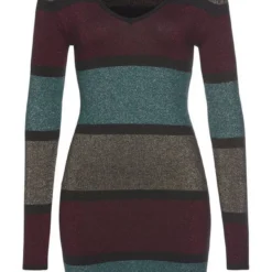 Melrose Strickkleid aus weichem Glitzergarn Khaki-rosa-gestreift, Bordeaux-petrol-gestreift -Melrosesan Geschaft 94f1da9c 8009 581a 943d a0c8ca62a9d1